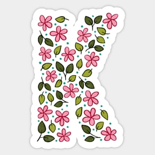 Floral Monogram Letter K Sticker